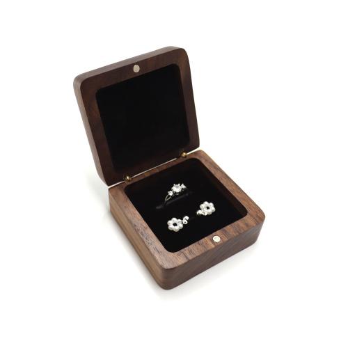 Black walnut vintage jewelry pair ring boxes ear stud earrings ring packaging storage gift boxes jewelry earrings diamond ring box