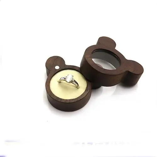 Proposal cartoon single ring boxes wedding solid wood jewelry Mickey storage boxes transparent creative retro wooden diamond ring box Proposal cartoon single ring boxes wedding solid wood jewelry Mickey storage boxes transparent creative retro wooden diamond ring box