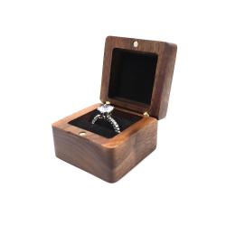 Proposal square chamfered single ring boxes black vintage solid wood jewelry packaging gift boxes ring ear stud necklace box