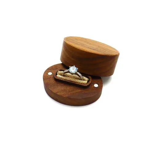 Proposal ring boxes wedding etiquette oval single ring storage boxes simple creative retro wooden buckle diamond ring box
