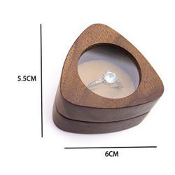 Solid wood high-end wedding proposal ring jewelry boxes black walnut wooden small portable pair ring storage box