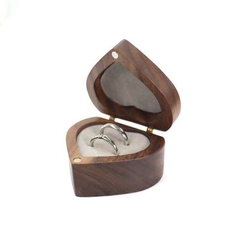 Gold MY QUEEN Love Black Walnut Ring Boxes Ring Stud Earrings Jewelry Storage Flannel Bag
