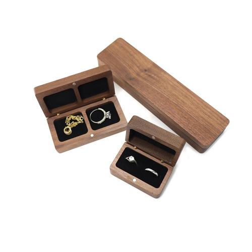 Walnut Jewelry Three-piece Storage Gift Boxes Ring Necklace Stud Earrings Packaging Solid Wood Boxes Diamond Ring Box