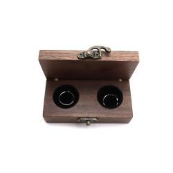 New horn lock copper hinge black walnut pair ring boxes engagement ring ear stud earrings jewelry storage box