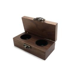 New horn lock copper hinge black walnut pair ring boxes engagement ring ear stud earrings jewelry storage box