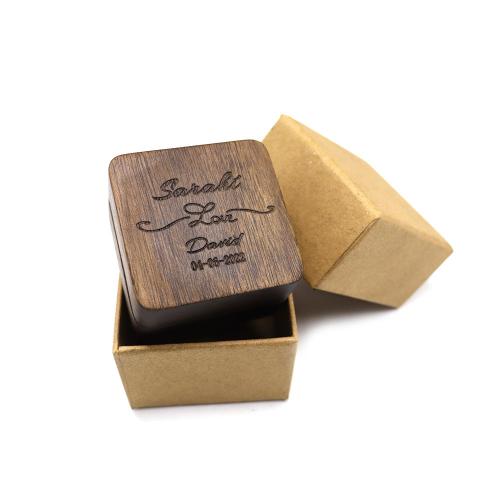 Template LOVE black walnut ring boxes pair ring small jewelry boxes wedding diamond ring boxes storage wooden boxes with packaging