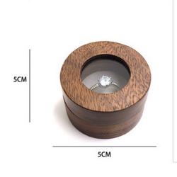 Manufacturers Supply Black Walnut Round Packaging Gift Wooden Boxes Portable Wooden Ring Storage Boxes Proposal Ring Box