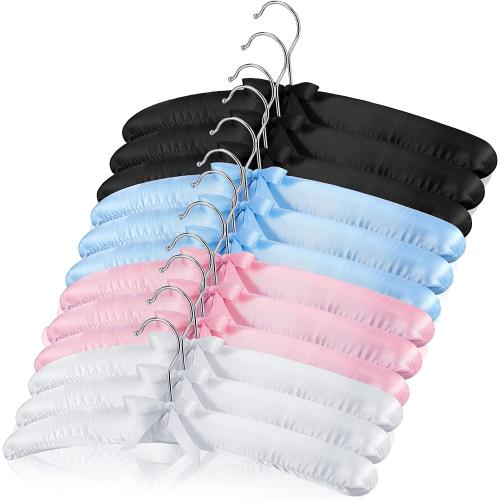 5 Packs Padded Hangers Anti Slip Satin Hangers No Shoulder Bump Hangers Extra Large Padded Hangers for Clothes Sweaters Dresses Suits Wedding Dresses