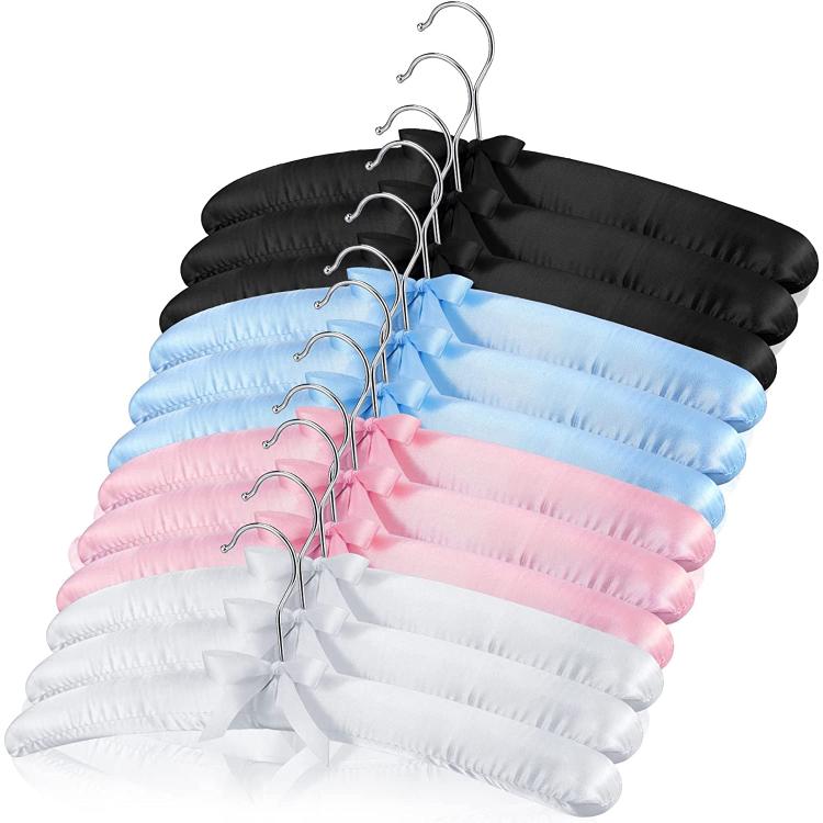 5 Packs Padded Hangers Anti Slip Satin Hangers No Shoulder Bump