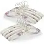 GLCON Anti Slip Satin Padded Clothes Hangers for Women Foam Sweater Hangers - Fancy Thick Padded Coat Hanger No Bump Floral Canvas Cover for Adult, Bridesmaid, Wedding Gown Closet (Pack of 10)