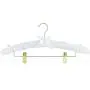 HANGERWORLD Pack of 5 White Satin Padded Hangers with Clips for Skirts, Pants & Sweaters with Non-Slip Buttons, Pretty Hanger for Women Clothing - 17 Inch HANGERWORLD Pack of 5 White Satin Padded Hangers with Clips for Skirts, Pants & Sweaters with Non-Slip Buttons, Pretty Hanger for Women Clothing - 17 Inch