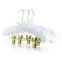 HANGERWORLD Pack of 5 White Satin Padded Hangers with Clips for Skirts, Pants & Sweaters with Non-Slip Buttons, Pretty Hanger for Women Clothing - 17 Inch HANGERWORLD Pack of 5 White Satin Padded Hangers with Clips for Skirts, Pants & Sweaters with Non-Slip Buttons, Pretty Hanger for Women Clothing - 17 Inch