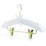 HANGERWORLD Pack of 5 White Satin Padded Hangers with Clips for Skirts, Pants & Sweaters with Non-Slip Buttons, Pretty Hanger for Women Clothing - 17 Inch HANGERWORLD Pack of 5 White Satin Padded Hangers with Clips for Skirts, Pants & Sweaters with Non-Slip Buttons, Pretty Hanger for Women Clothing - 17 Inch