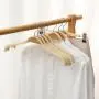 Plywood Bent wood Solid Wooden Light Weight Coat Pant Skirt Hangers with two clips 3-Pack, Natural Finish