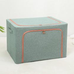 Fun home Clothes Storage Organizer Bins, Foldable Storage Bins-Linen Cloth stainless Steel Frame Storage Box for Clothing Storage with Foldable Reinforced Handles 