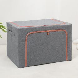 Fun home Clothes Storage Organizer Bins, Foldable Storage Bins-Linen Cloth stainless Steel Frame Storage Box for Clothing Storage with Foldable Reinforced Handles 