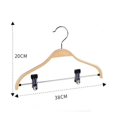 Plywood Bend Wooden Hangers Light Weight Durable Natural Wood Suit/Coat and Pants Hanger with clipper Natural Finish, 10-Pack