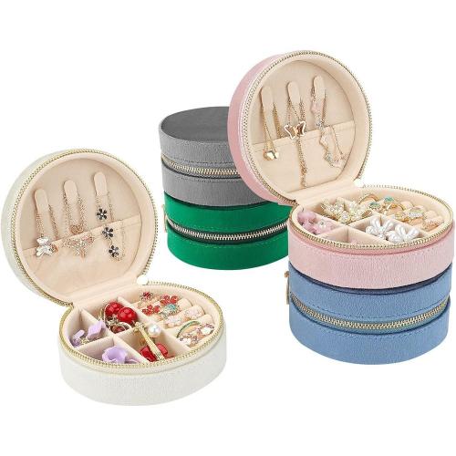 Plush Velvet Travel Jewelry Case, Mini Jewelry Box, Small Jewelry Organizer Portable Display Jewelry Storage Case for Rings Earrings Necklace Bracelet Bangle,Gifts for Girls Women