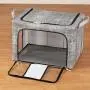 Fun home Clothes Storage Organizer Bins, Foldable Storage Bins-Linen Cloth stainless Steel Frame Storage Box for Clothing Storage with Foldable Clear Window & Reinforced Handles Fun home Clothes Storage Organizer Bins, Foldable Storage Bins-Linen Cloth stainless Steel Frame Storage Box for Clothing Storage with Foldable Clear Window & Reinforced Handles