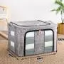 Fun home Clothes Storage Organizer Bins, Foldable Storage Bins-Linen Cloth stainless Steel Frame Storage Box for Clothing Storage with Foldable Clear Window & Reinforced Handles Fun home Clothes Storage Organizer Bins, Foldable Storage Bins-Linen Cloth stainless Steel Frame Storage Box for Clothing Storage with Foldable Clear Window & Reinforced Handles