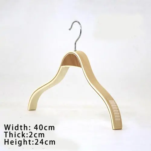 EAZONE Durable Wooden Clothes Hangers Natural Finish Extra Wide with Soft Non-Slip Stripes - 10 Pack for women