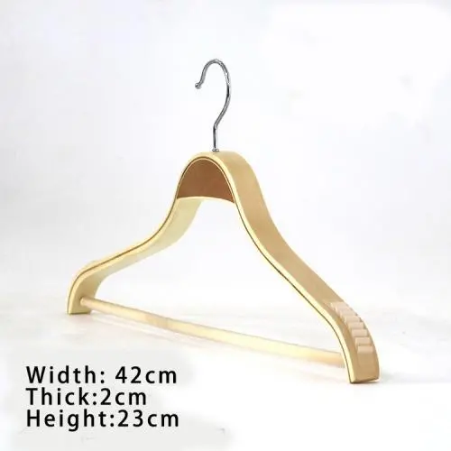 EAZONE Durable Wooden Clothes Hangers Natural Finish Extra Wide with Soft Non-Slip Stripes and rod- 10 Pack for men
