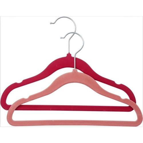 Wholesale Luxury ABS Plastic Velvet Clothes Suit Hanger Kids & baby flocked non-slip velvet plastic clothes hangers	