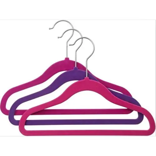 Premium Velvet Hangers Heavy duty Clothes Hook Swivel Kids & baby flocked non-slip velvet plastic clothes hangers	