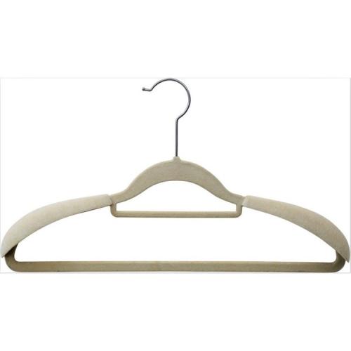 BSCI YIKAI wholesale cheap velvet flocking suit coat hangers Flocked Non-slip Velvet Shoulder Parts, 2 Pieces/Set	