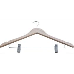 No. 1 Plywood Hanger Popular Hot Sale Clothes Wooden Casual Dresses Hanger With Clip Wooden Clothes Hanger with Clip	