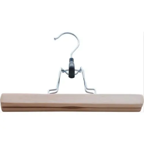 Chinese factory wooden skirt clothing pants trousers hanger with clips Wooden Pants Hangers	