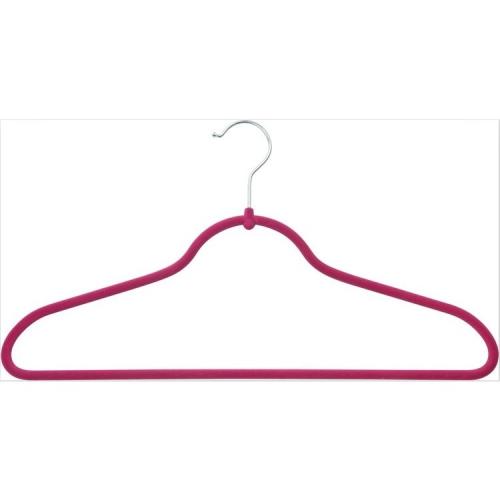Portable ultra-slim light weight dark grey velvet coat hanger Flocked non-slip velvet plastic clothes hangers	