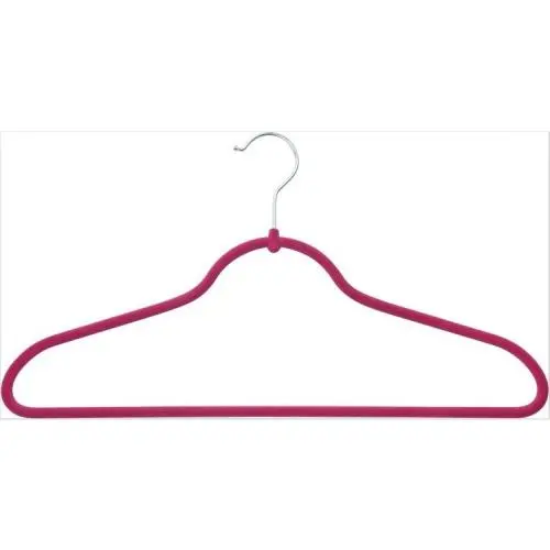 Portable ultra-slim light weight dark grey velvet coat hanger Flocked non-slip velvet plastic clothes hangers	