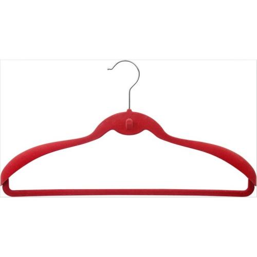 Premium Velvet Hangers Heavy Duty Non Slip Black Suit Hangers For Clothing Store Flocked non-slip velvet plastic clothes hangers	