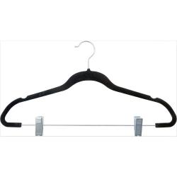 gold logo velvet pants hanger with gold clips Velvet Pants Hanger with Iron Clip	