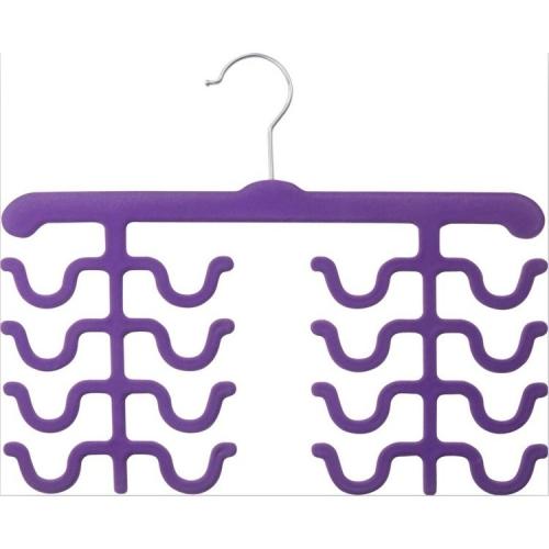 Multifunction Purple Flocked Scarves Hanger with 8 Hooks