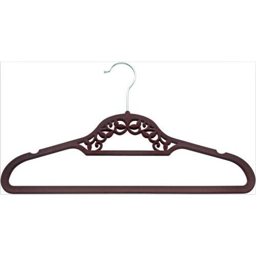 black Velvet hanger non slip flocking hanger, basic high quality velvet flocked Flocked non-slip velvet plastic clothes hangers	